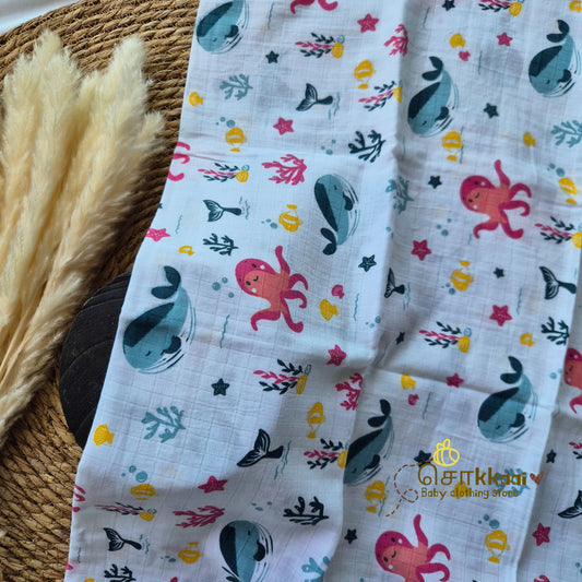 Deep Sea Giggles muslin (swaddle & wash cloth)- Sokkaai