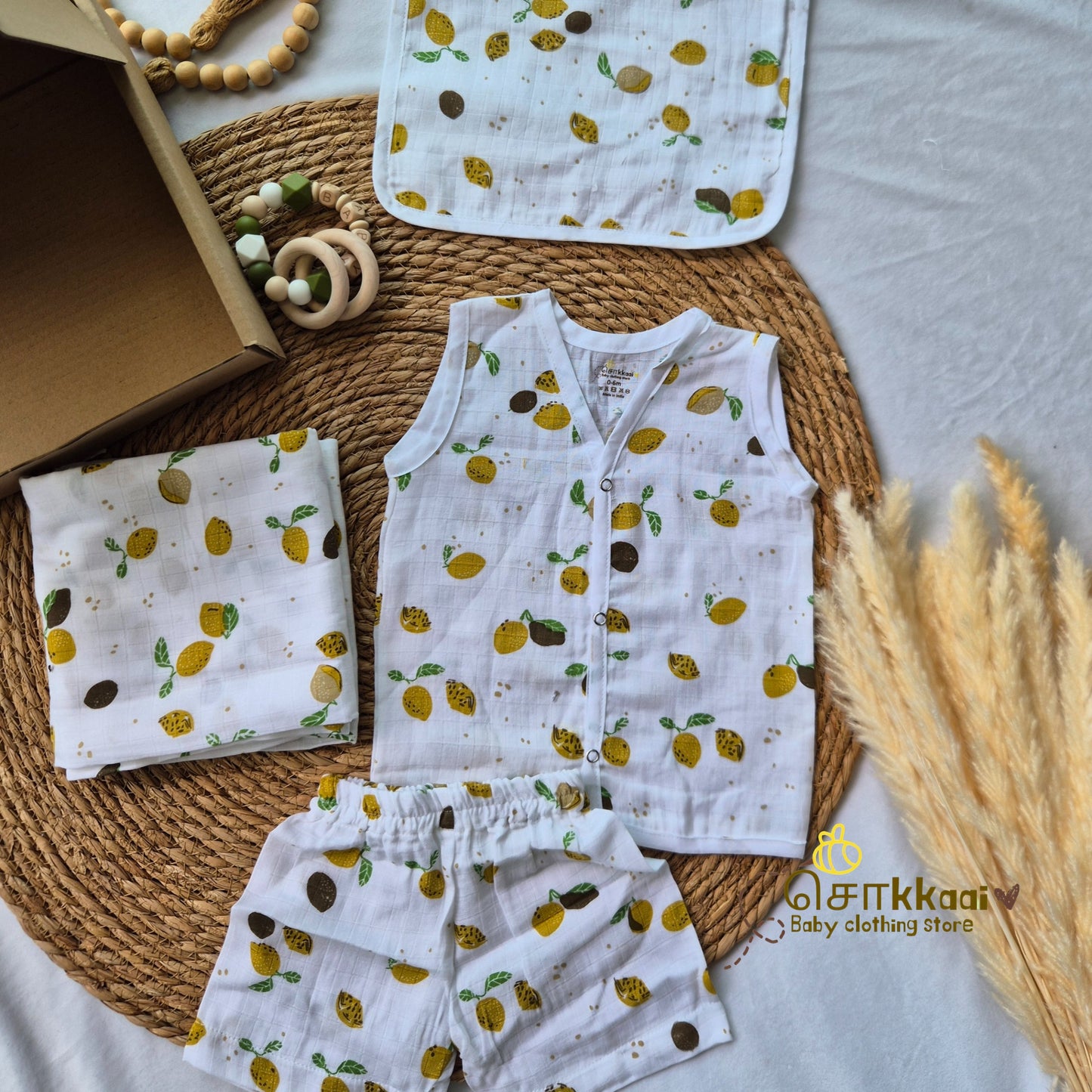 Sokkaai Soft Muslin Cotton GIFT BOX - Lemon Zest (0 to 12m) - Sokkaai