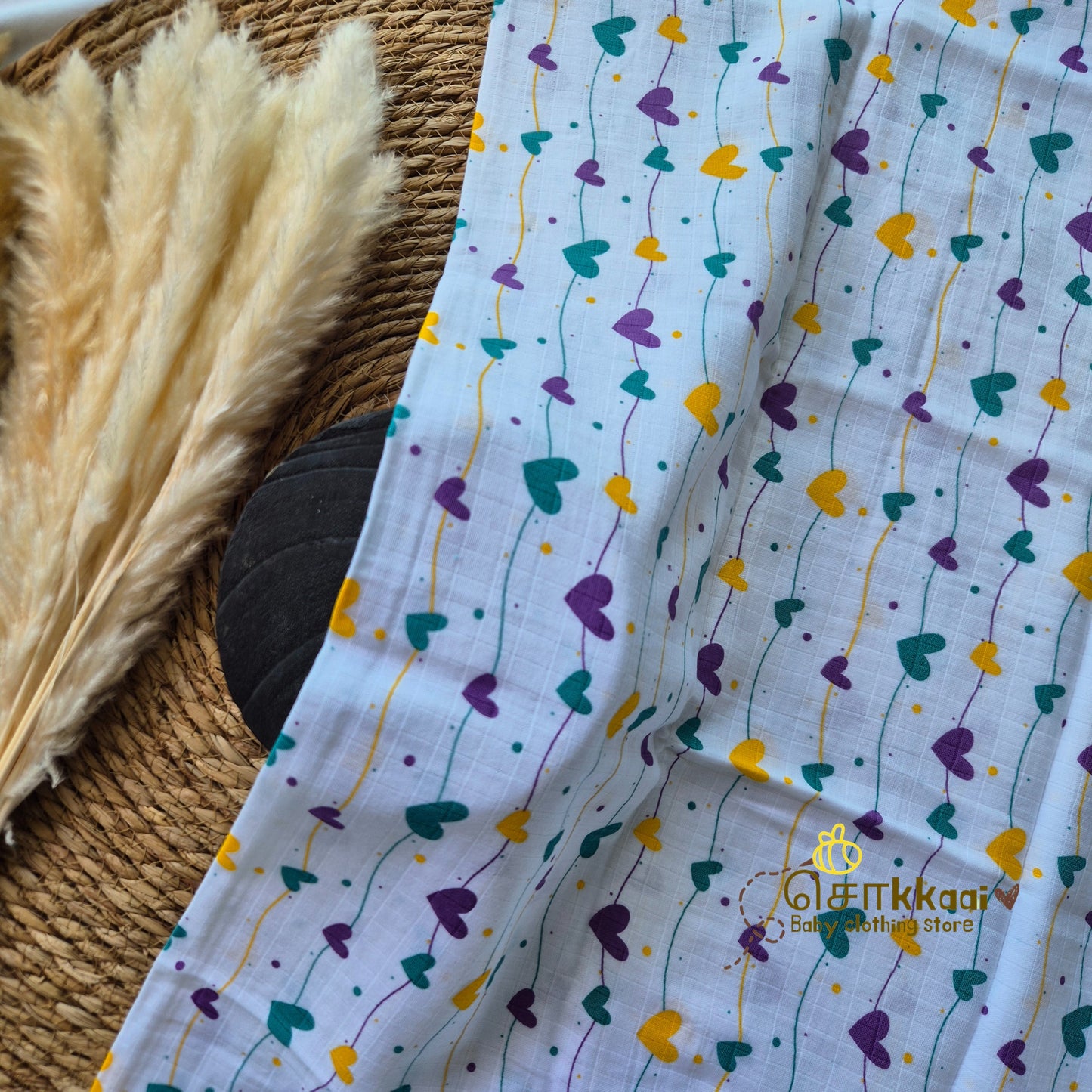 Sokkaai Soft Muslin Cotton GIFT BOX - Heart Lines (0 to 12m) - Sokkaai