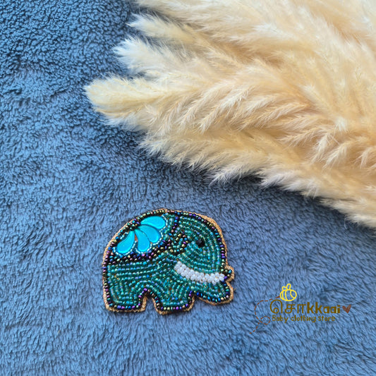 Beaded Elephant Embellished Brooch Pin
