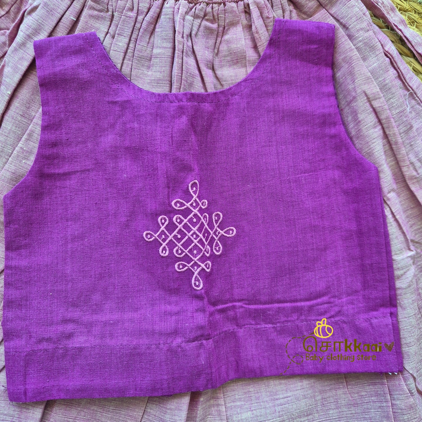 Mangalgiri Cotton Skirt and top Girls  - Purple Grace (6m-5years) - Sokkaai
