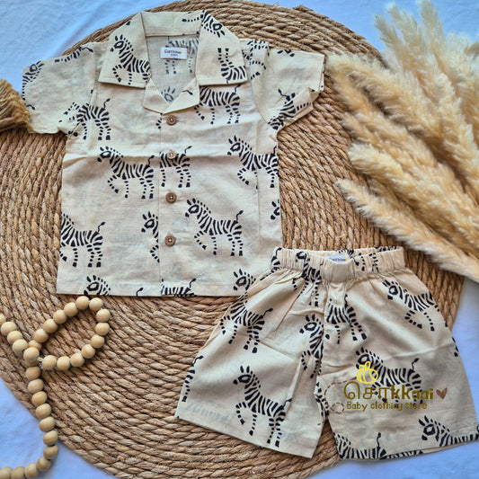 Zebra Hand Block Cotton Coord Set (0-10years) - Sokkaai