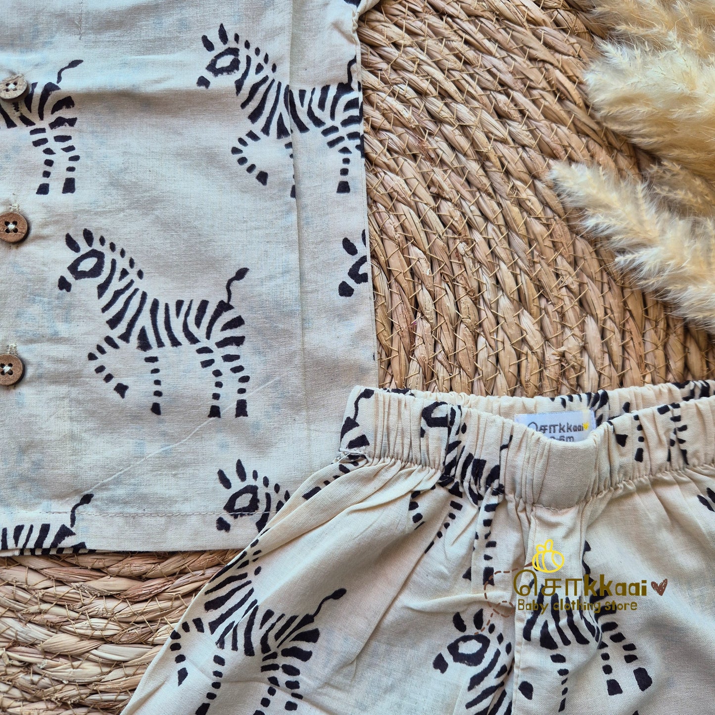 Zebra Hand Block Cotton Coord Set (0-10years) - Sokkaai