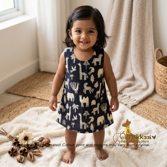 Midnight Safari A-line frock - (0-6years) Sokkaai