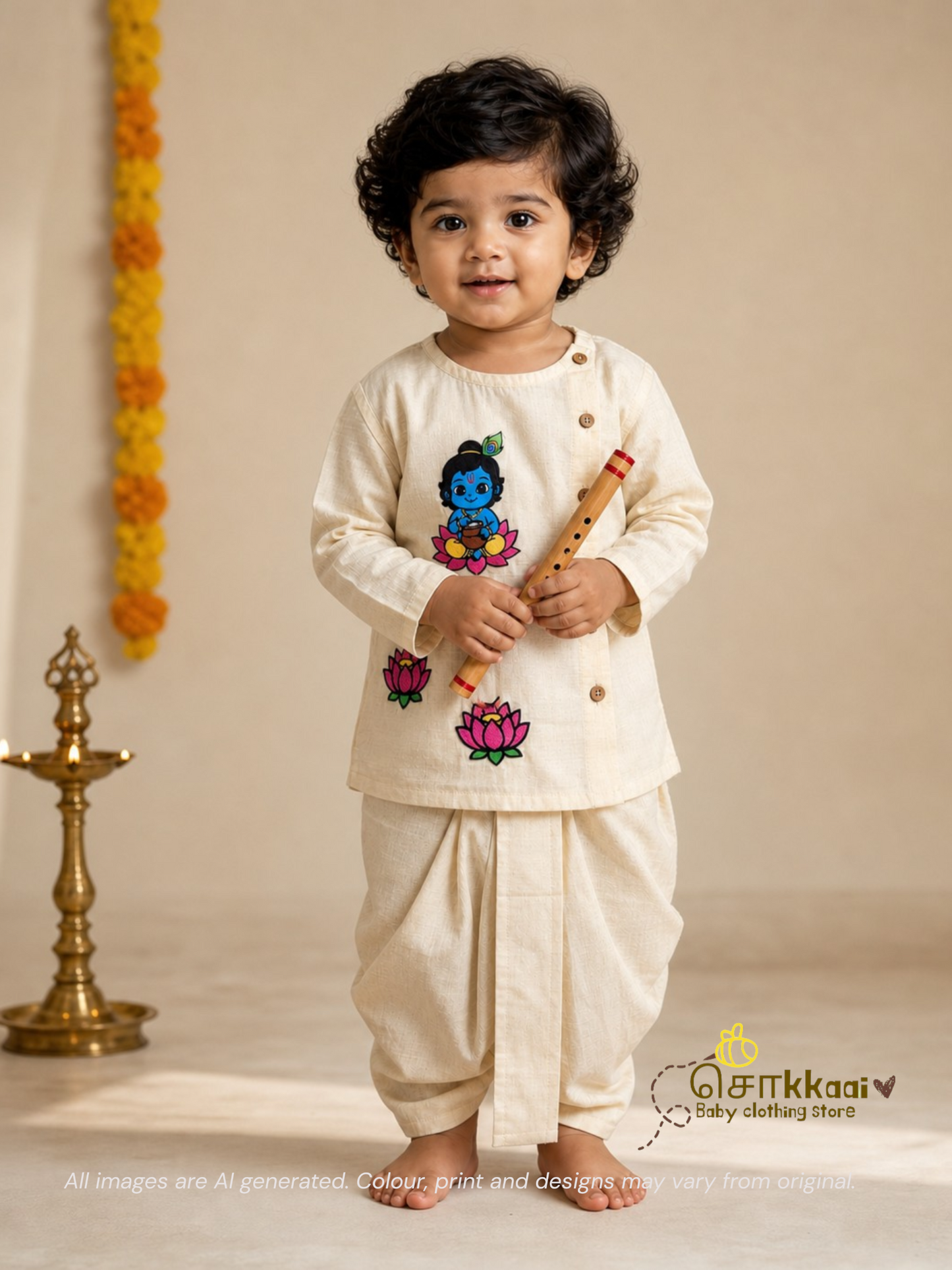 Krishna Jeyanthi Kids Dhoti Set (Newborn-3yrs) - Sokkaai