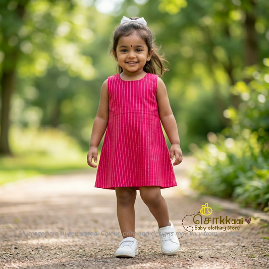 Pink Stripes A-line frock - (0-6years) Sokkaai