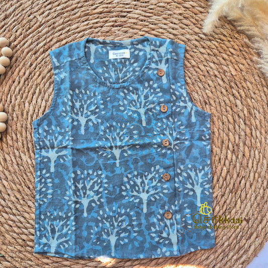 Grey tree printed cotton Side Button Jablas (0-12months)