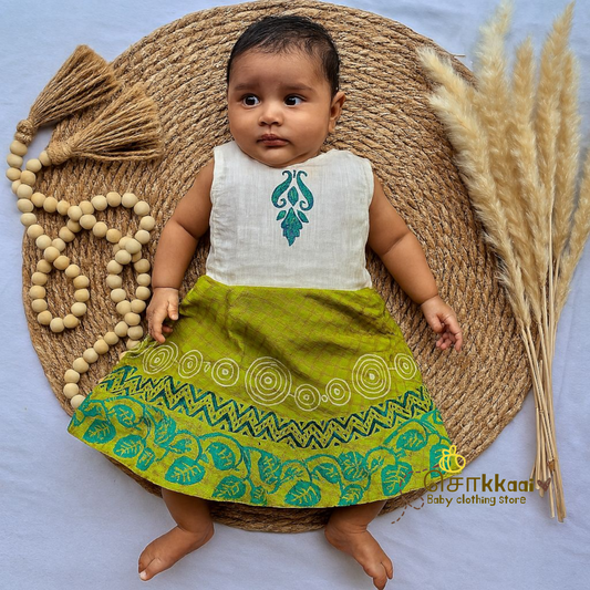 Artisan handmade Girl Frock - (3-6m)