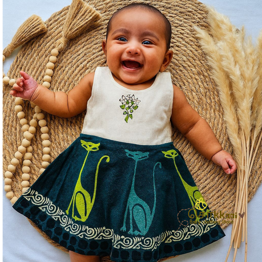 Artisan handmade Girl Frock - (3-6m)