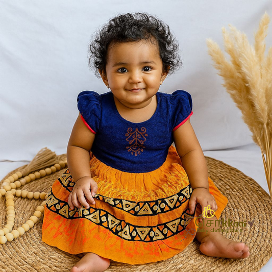 Artisan handmade Girl Frock - (6-9m)