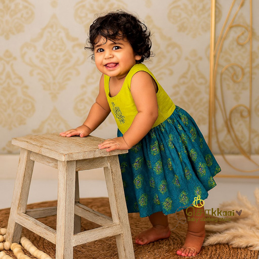 Artisan handmade Girl Frock - (9-12m)