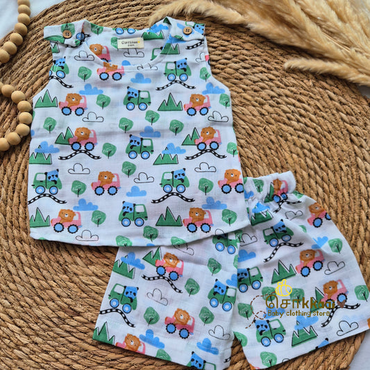 Adventure riders muslin cotton Coord Set (0-2years) - Unisex - Sokkaai