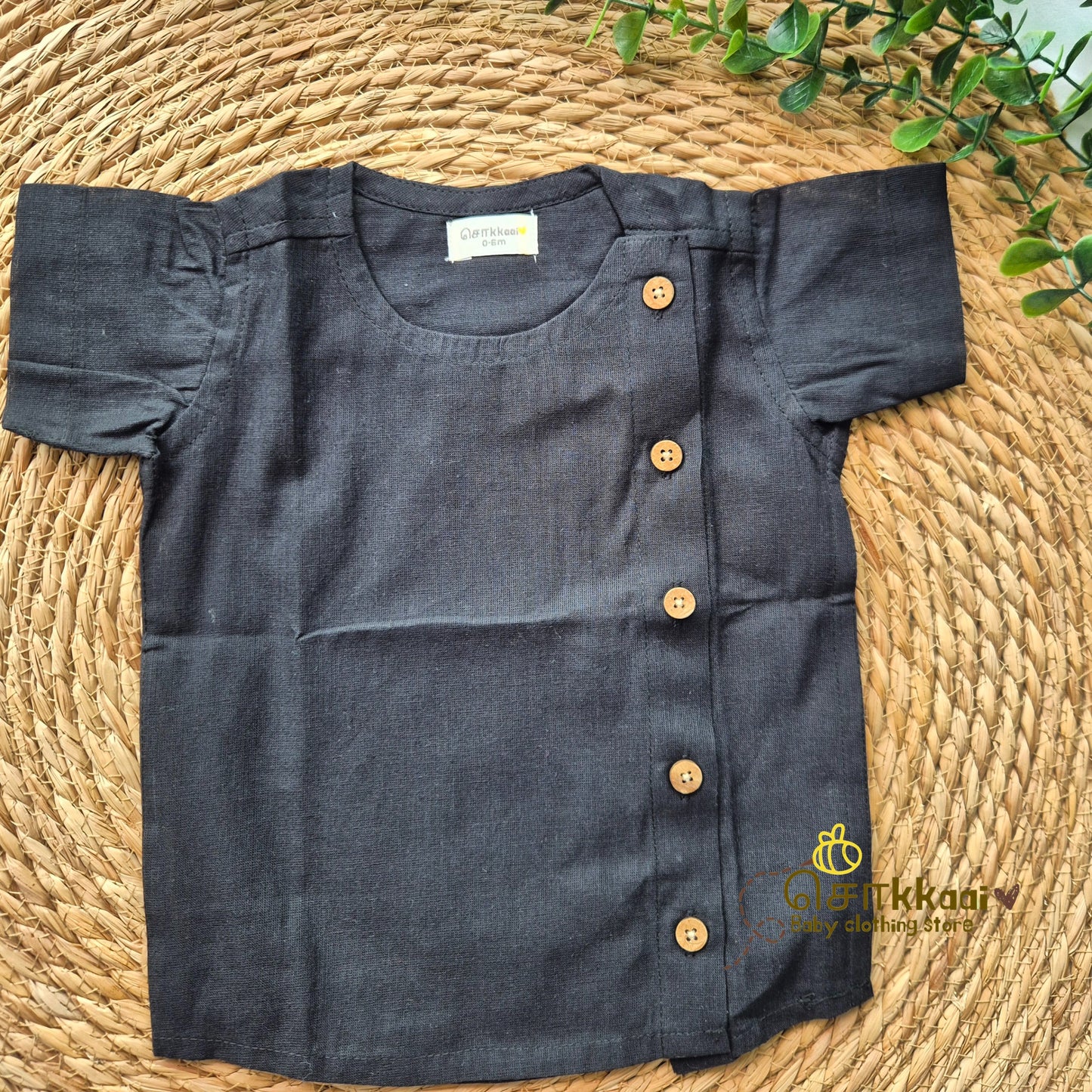 Ayyappan Set - Black Mangalgiri Cotton Dhoti set (0-5years)