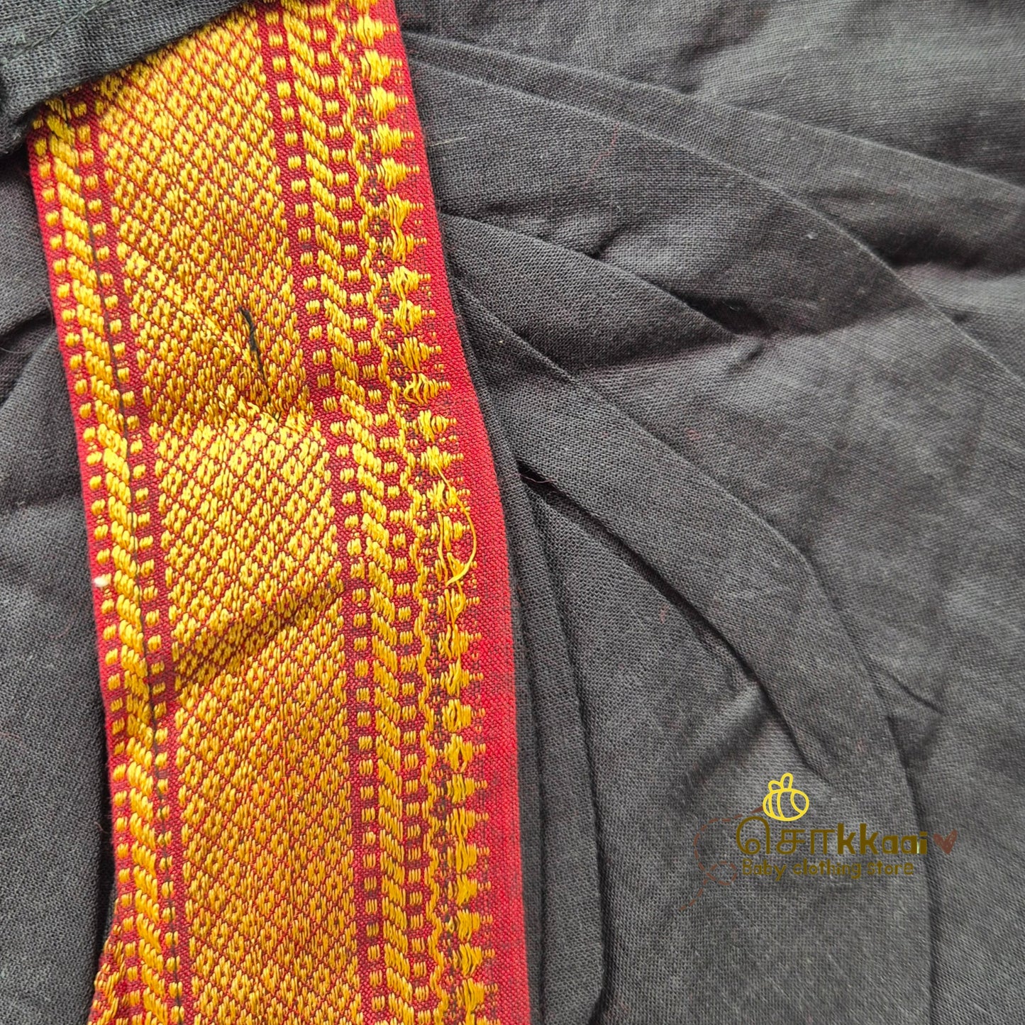 Ayyappan Set - Black Mangalgiri Cotton Dhoti set (0-5years)