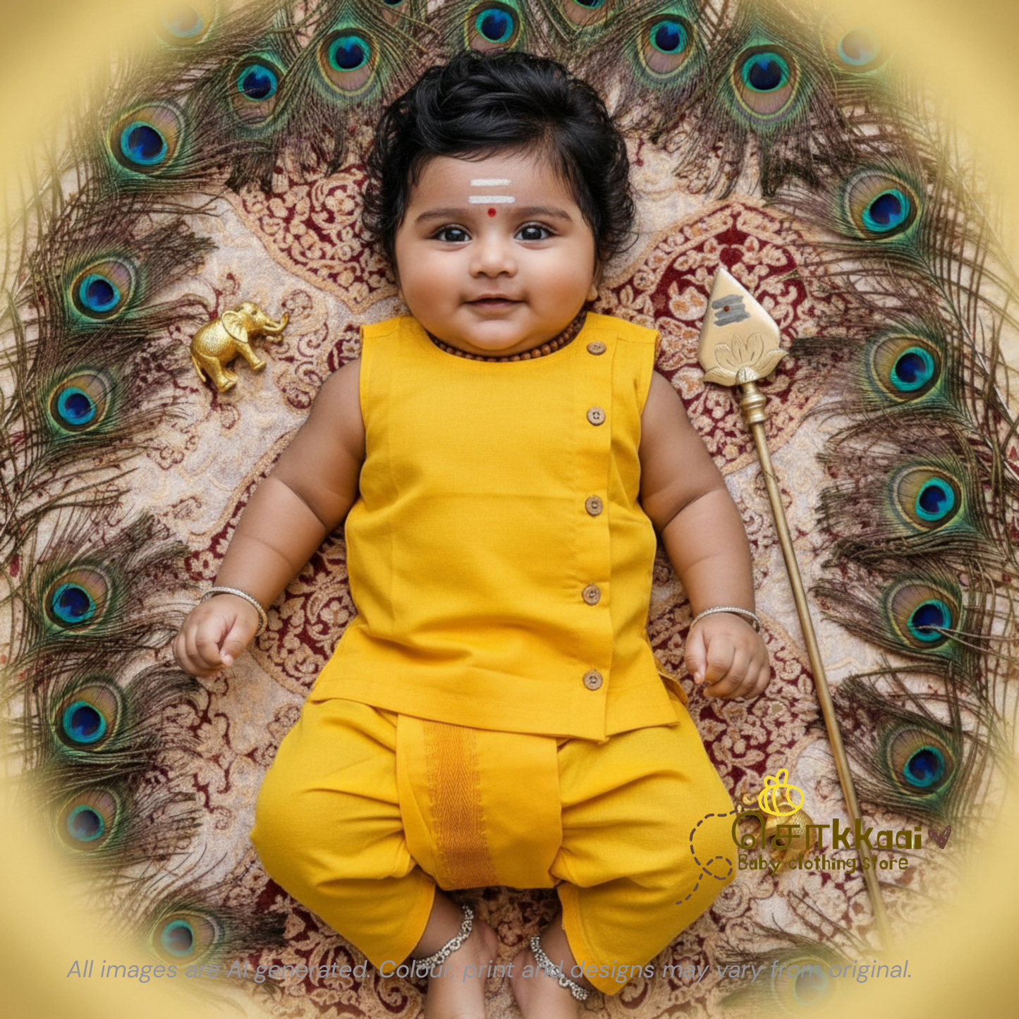 Thaipusam Set - Sleeveless Soft Cotton Dhoti set (0-5years) Sokkaai