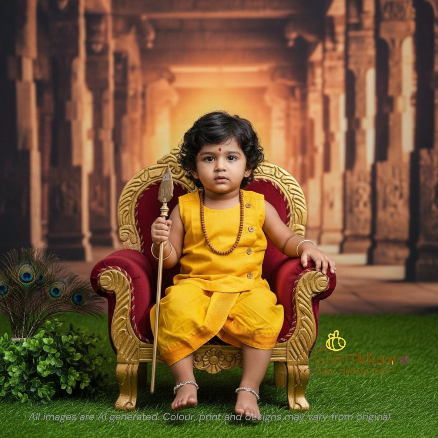 Thaipusam Set - Sleeveless Soft Cotton Dhoti set (0-5years) Sokkaai