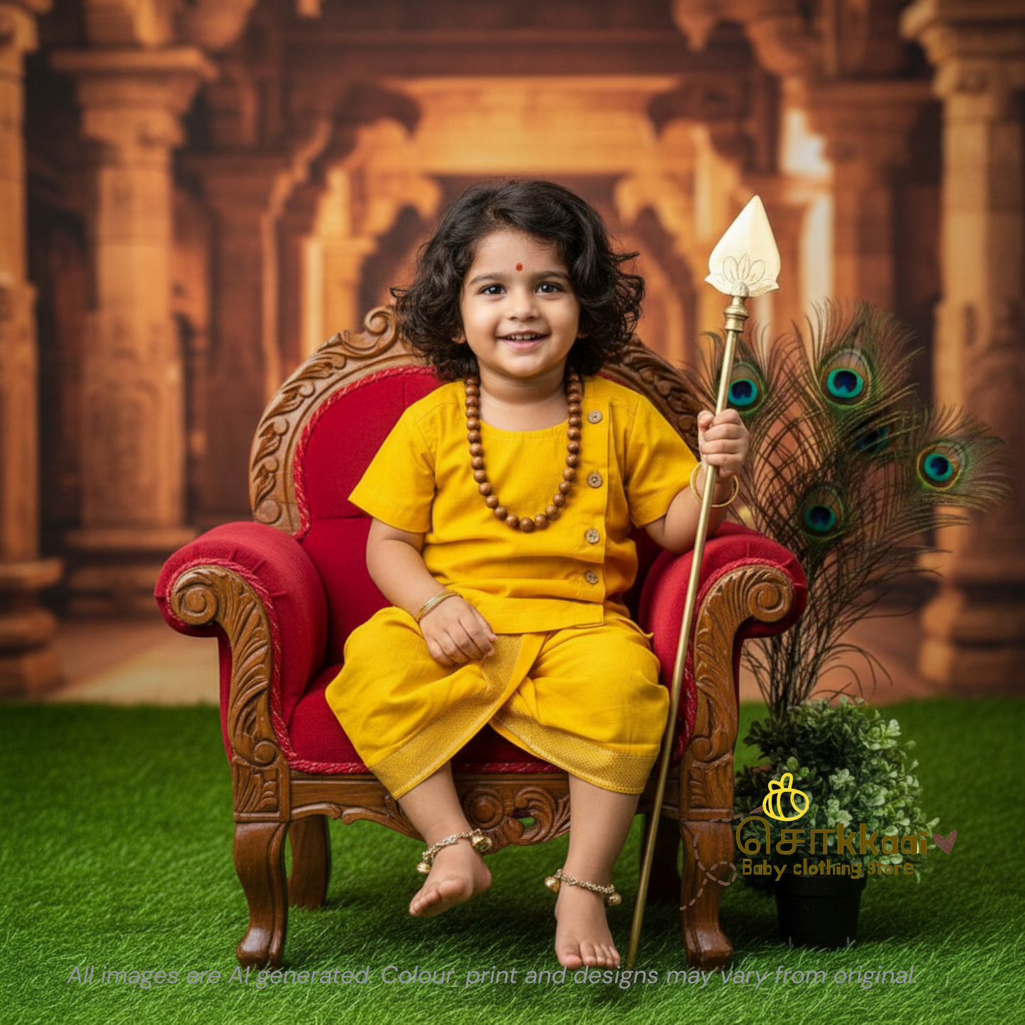 Thaipusam Set - Short Sleeve Soft Cotton Dhoti set (0-5years) Sokkaai