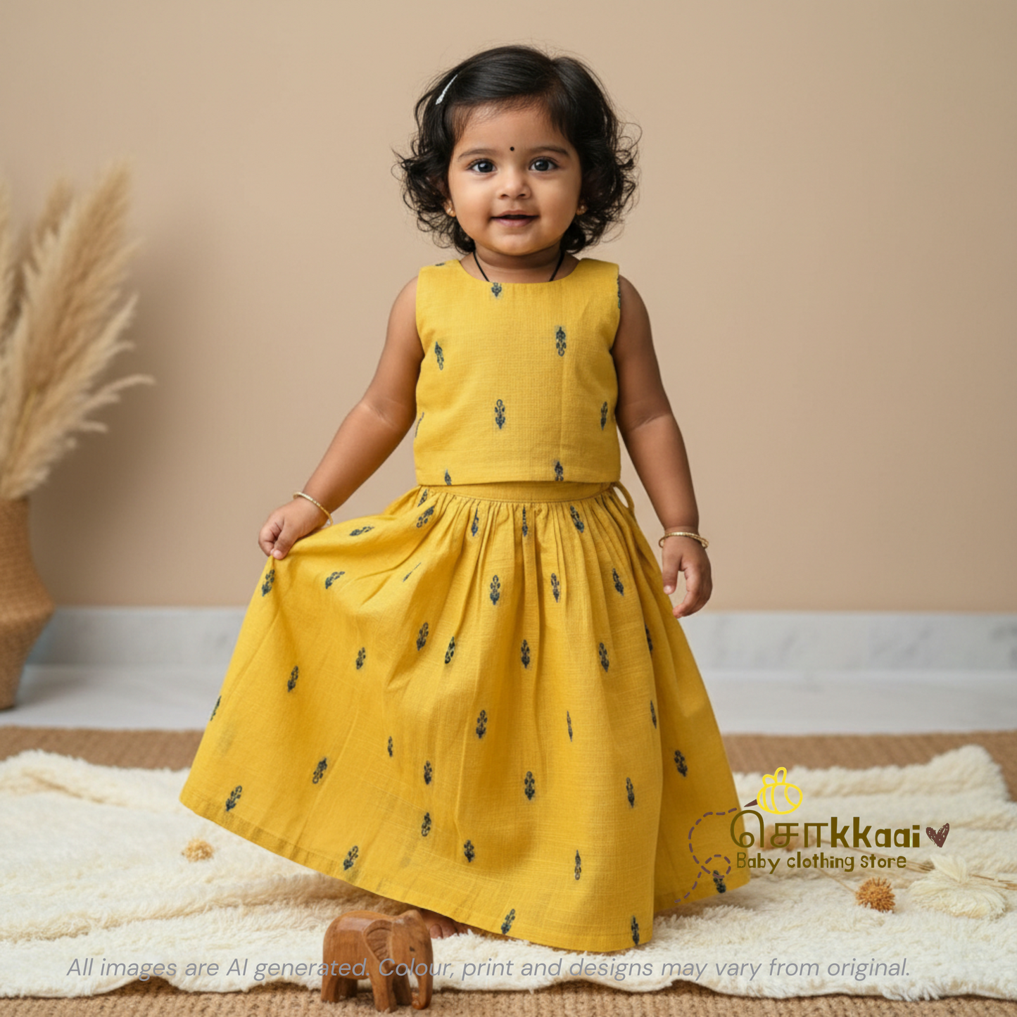 Yellow & Blue Butta Skirt and top Girls (6m-6years) - Sokkaai