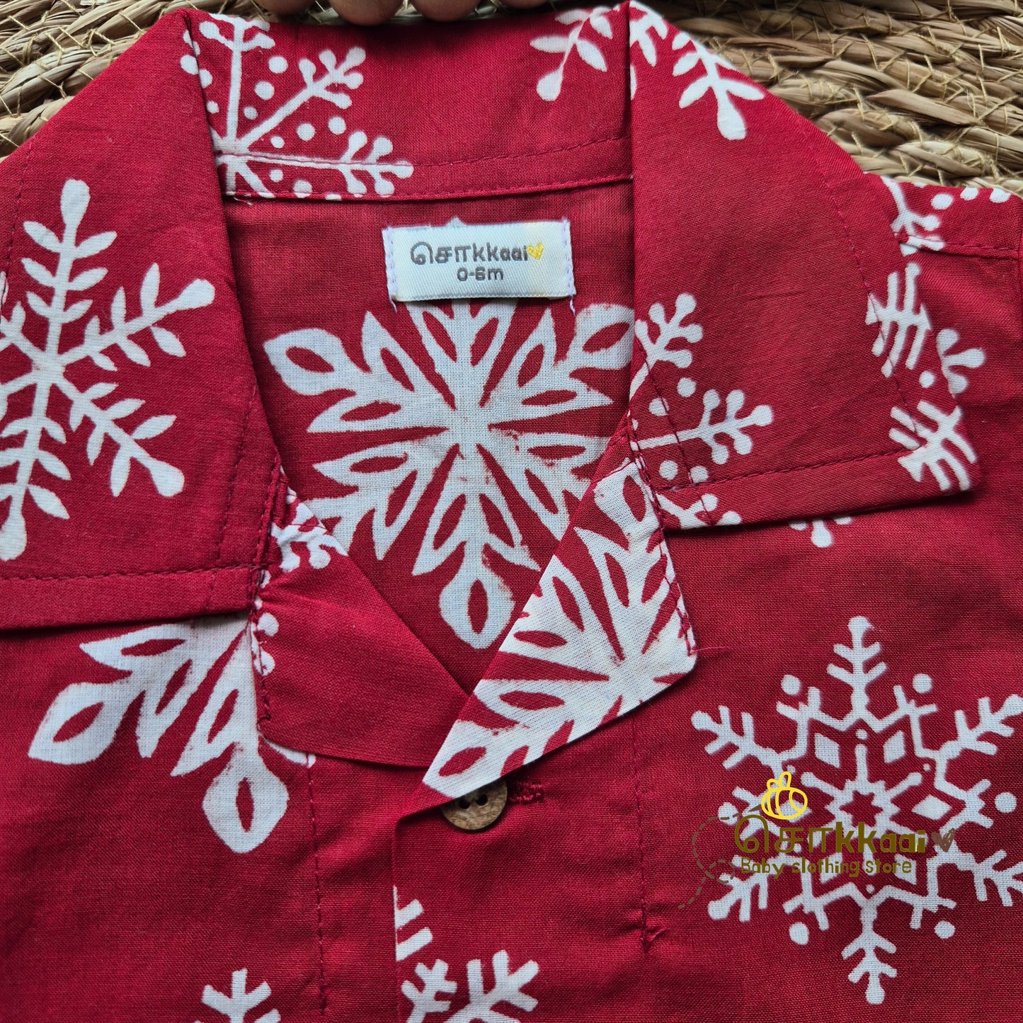 Red snowflakes Christmas vibe coord set (0-10years) - Sokkaai