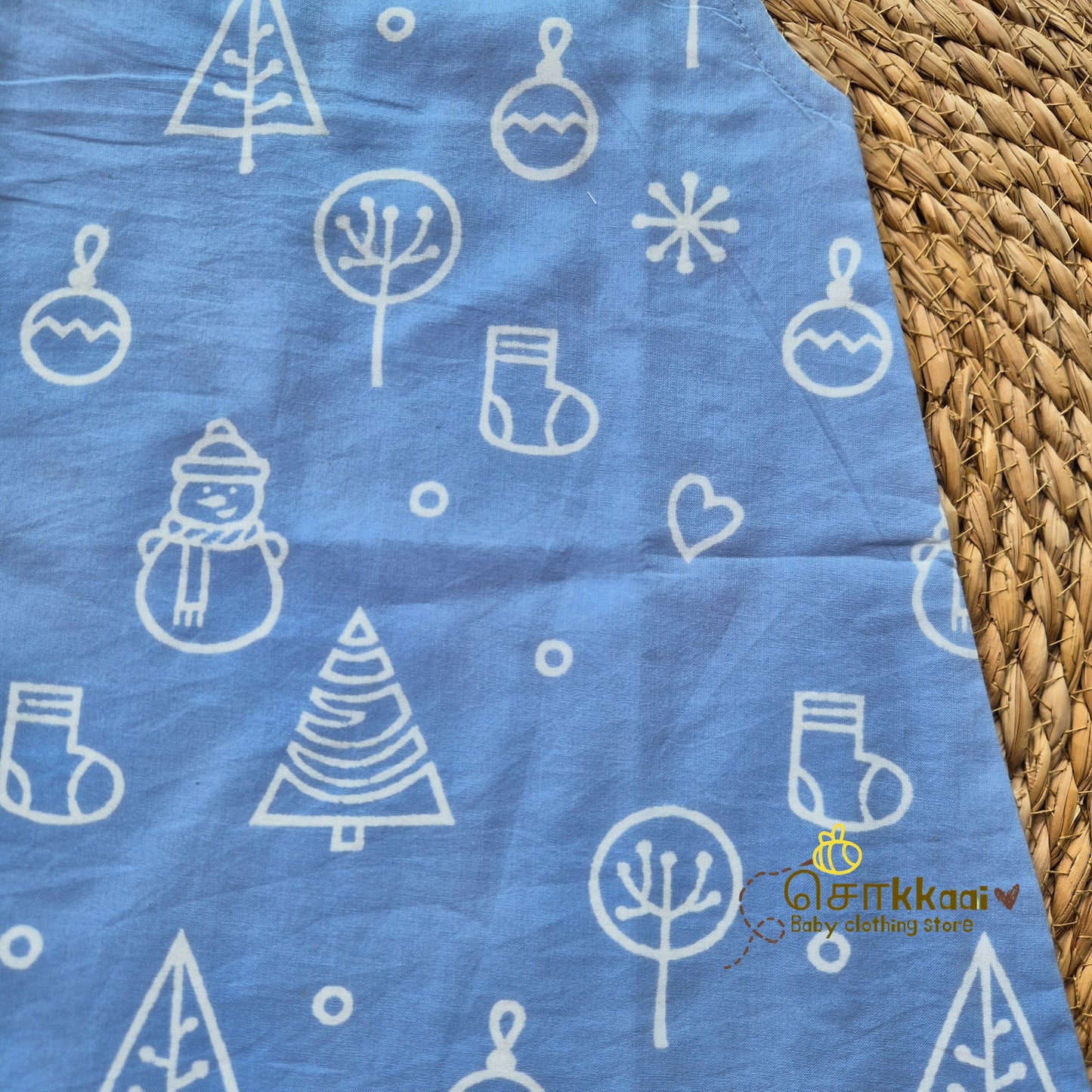 Frosty blue icon christams vibe A-line frock - (0-6years) Sokkaai