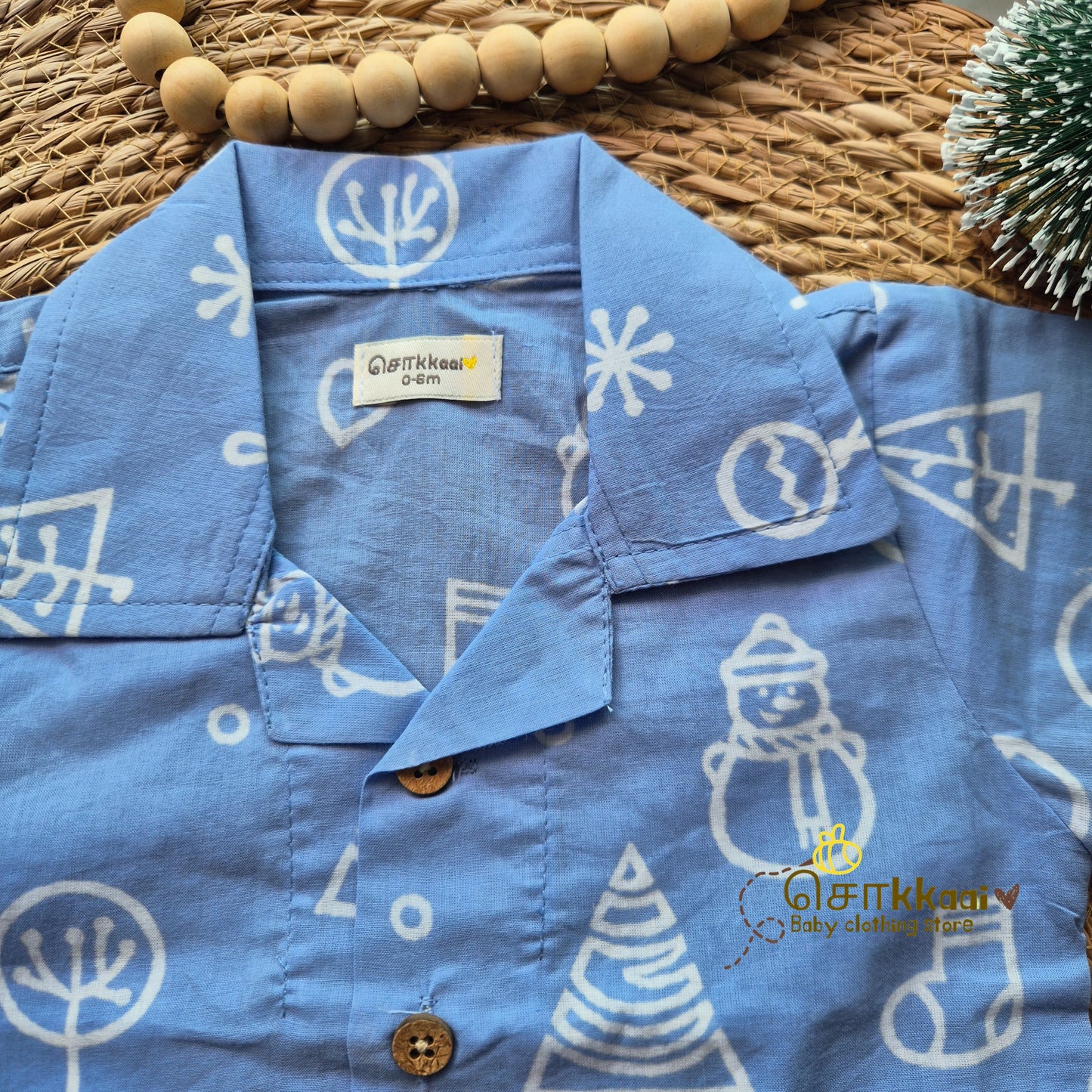 Frosty blue icon Christmas vibe coord set (0-10years) - Sokkaai