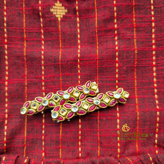 Hair Clip with kundan stone - Metal