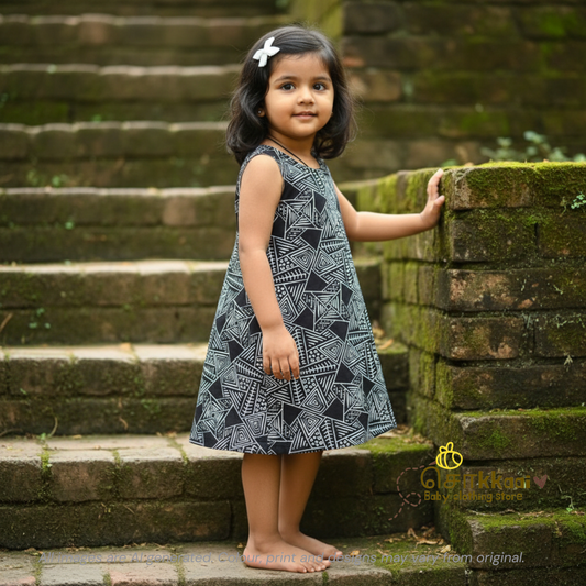 Black Triangle Maze A-line frock - (0-6years) Sokkaai