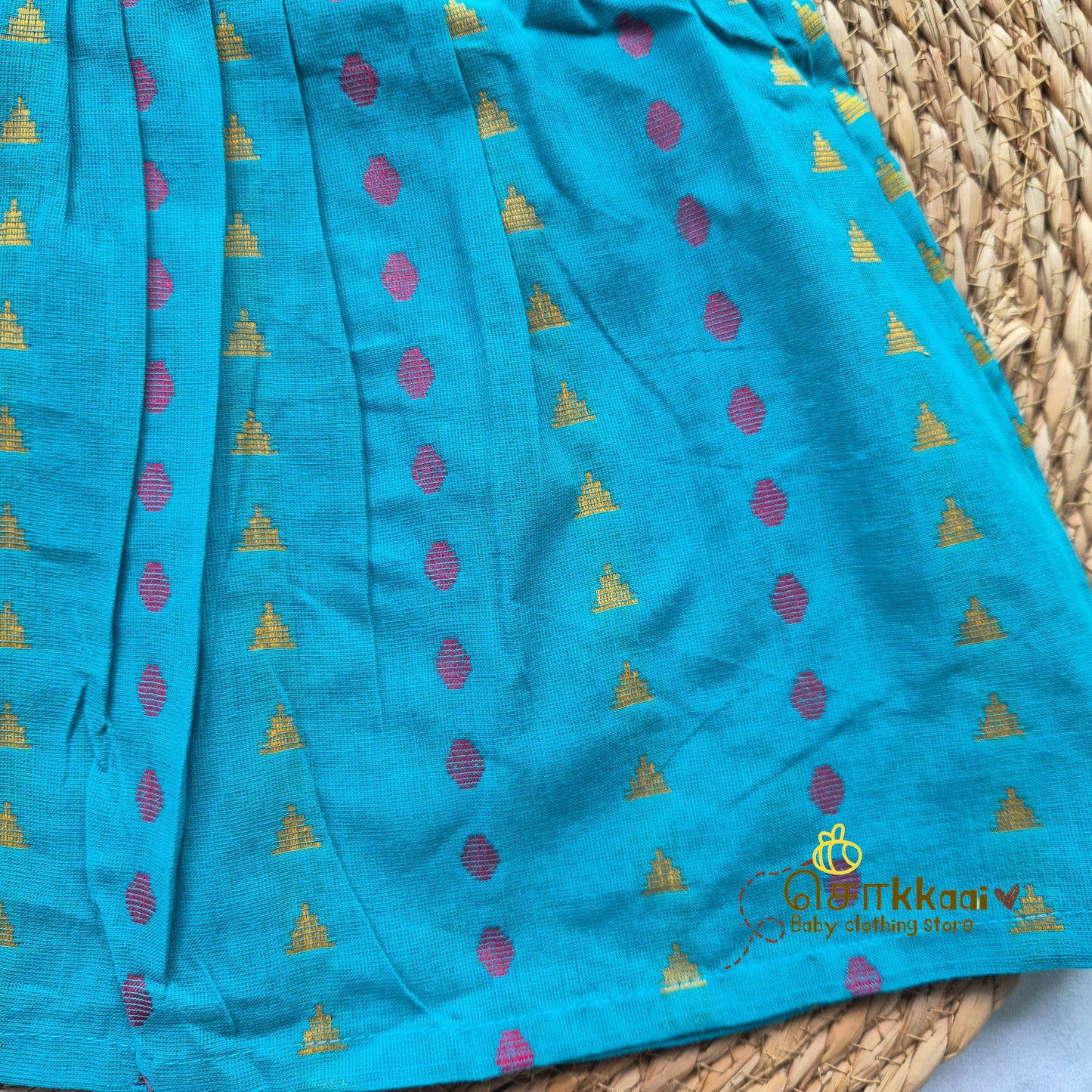 Turquoise Candy tassel tie single layer frock (0-3yrs) - Sokkaai