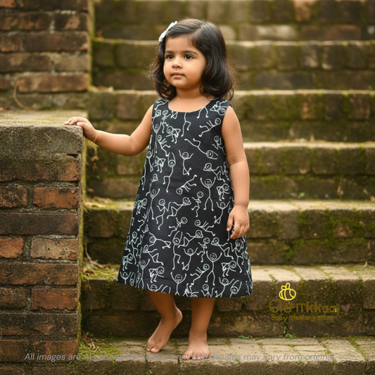 Black Stick Tribe A-line frock - (0-6years) Sokkaai