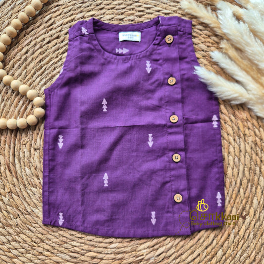 Royal purple arrow side button sleeveless top (0-3years) - Sokkaai