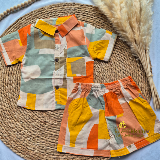 Abstract printed cotton Coord Set (0-7years)