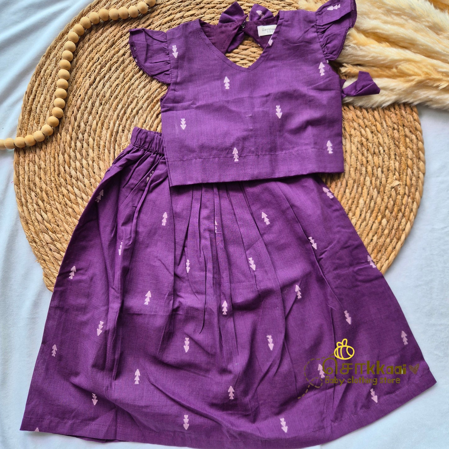 Royal purple arrow skirt & top - (6m-5years) Sokkaai