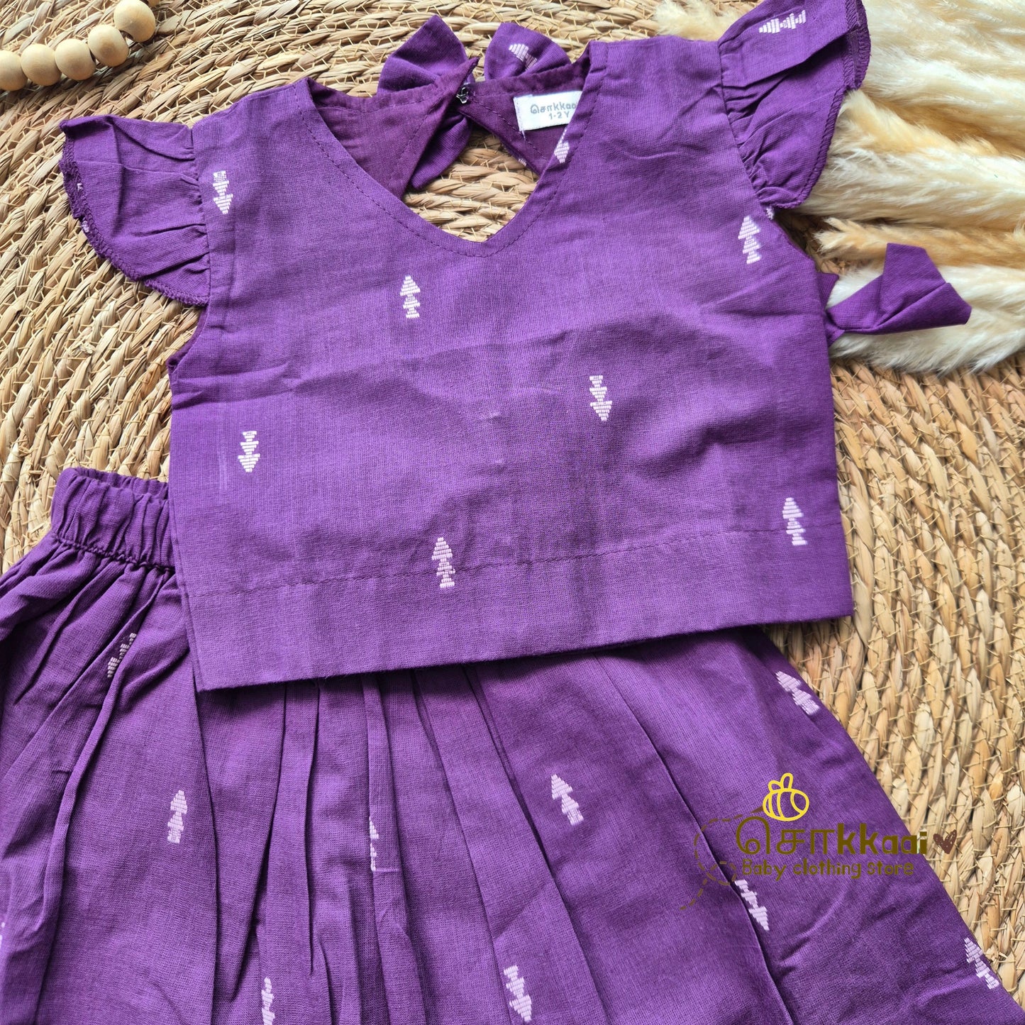 Royal purple arrow skirt & top - (6m-5years) Sokkaai