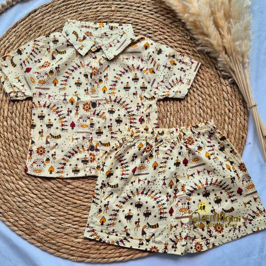 Warli printed cotton Coord Set (0-7years)