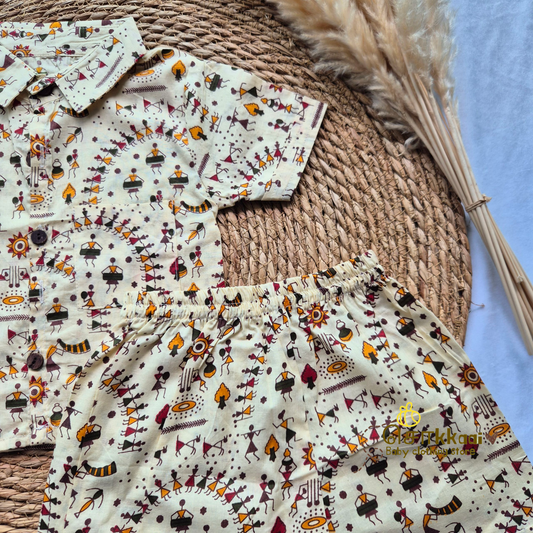 Warli printed cotton Coord Set (0-7years)