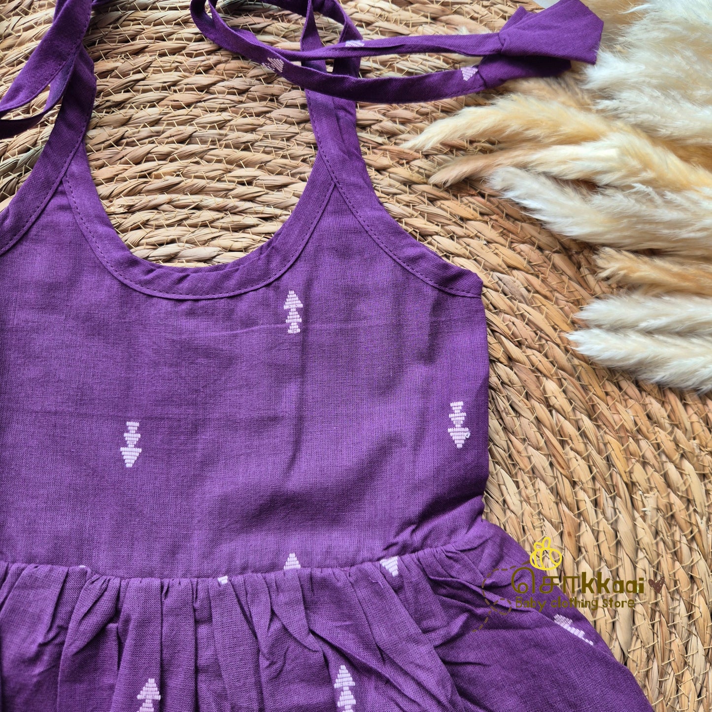 Royal purple arrow Tassel tie frock - (0-3years) Sokkaai
