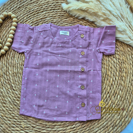 Lilac handloom Short Sleeve Kurta/ Jippa (0-5years) - Sokkaai