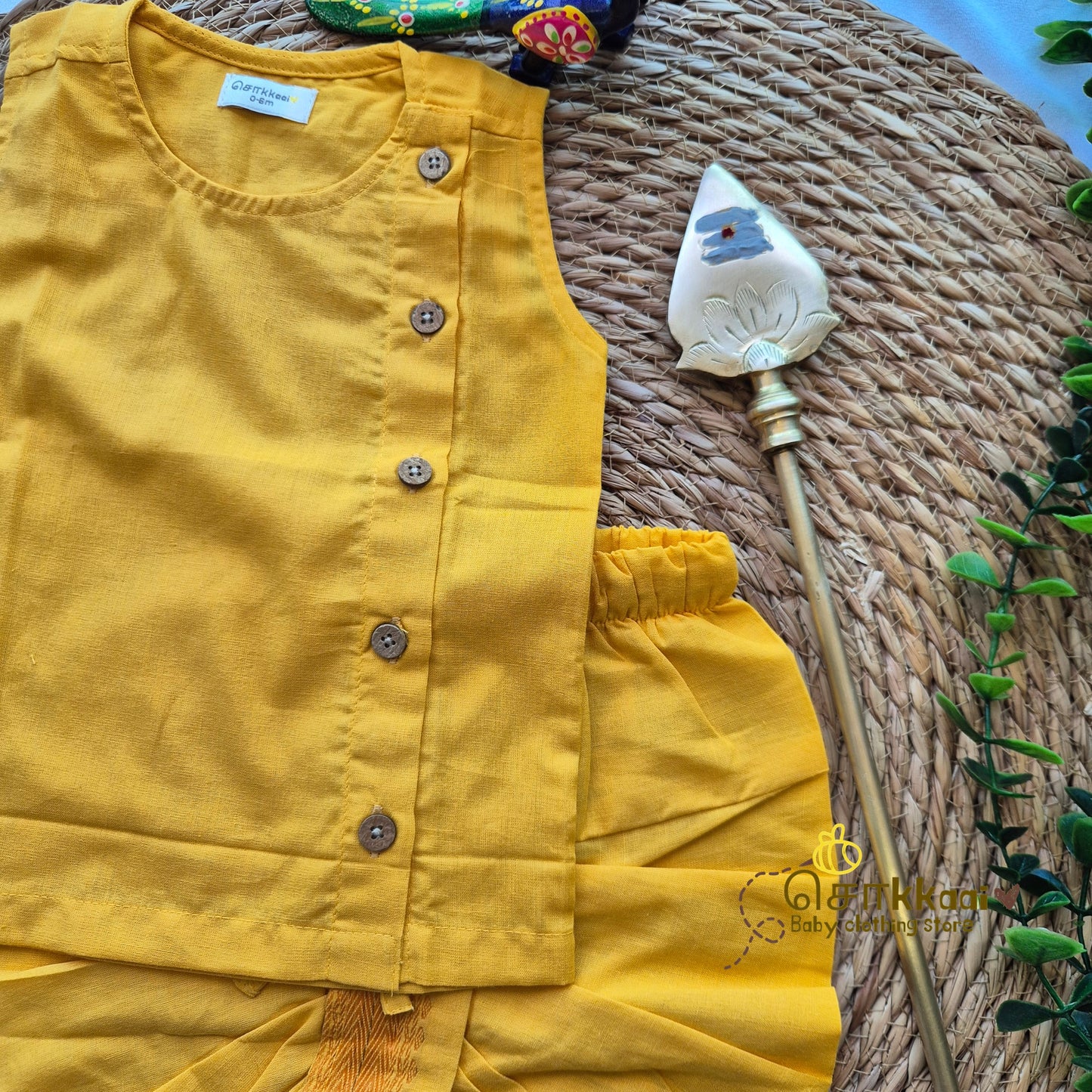 Thaipusam Set - Sleeveless Soft Cotton Dhoti set (0-5years) Sokkaai