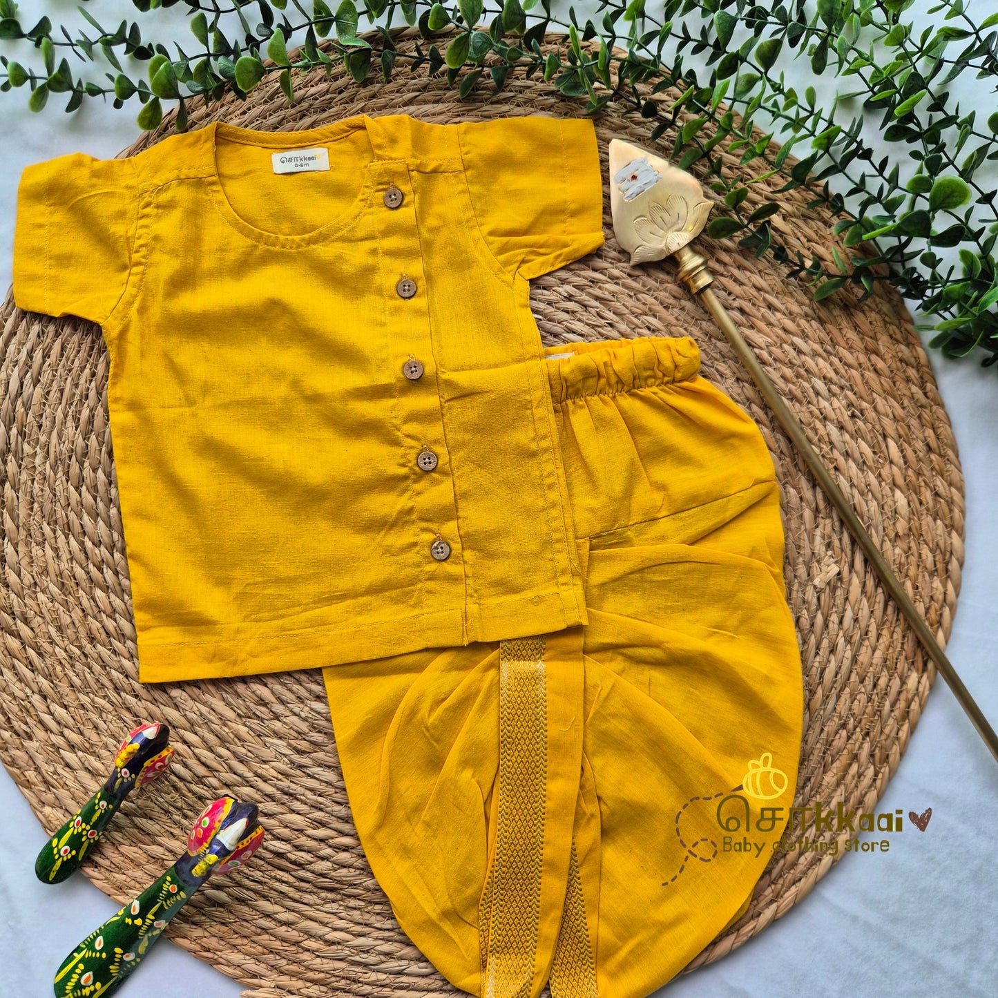 Thaipusam Set - Short Sleeve Soft Cotton Dhoti set (0-5years) Sokkaai