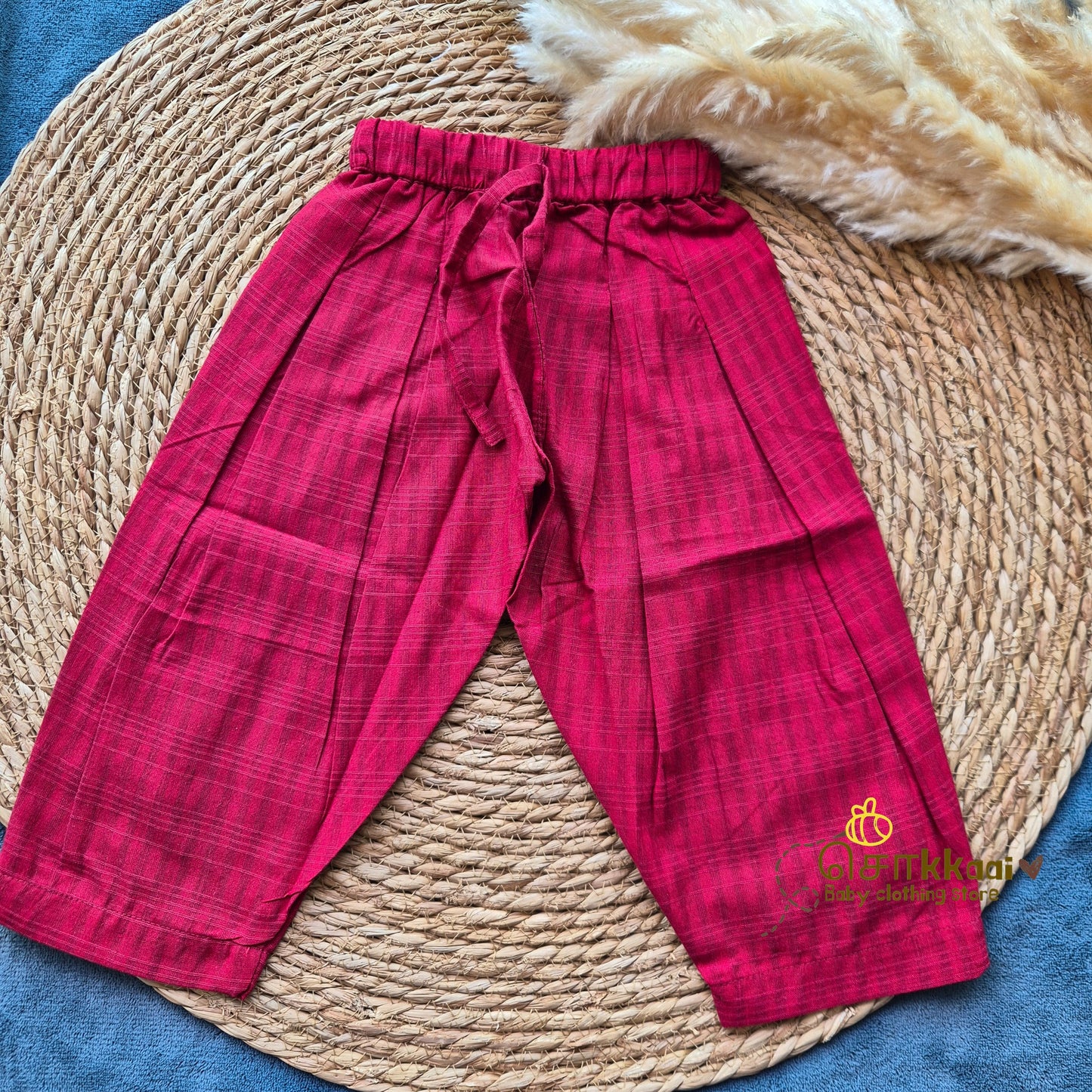 Mustard & Red Butta Cotton Kurti-Pattiyala Set Girl(6m-6years) - Sokkaai