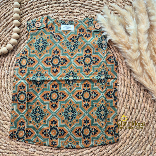 Ajrakh kids cotton shoulder button tops (0 to 3years) - Sokkaai