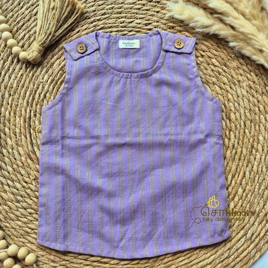 Kids Handloom cotton shoulder button tops (0 to 3years) - Sokkaai