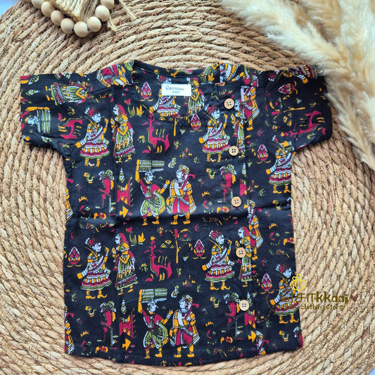 Black kalamkari Dad-Son Combo - (0 to 1 year)