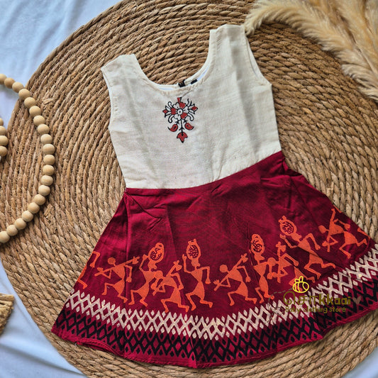 Artisan handmade Girl Frock - (3-6m)