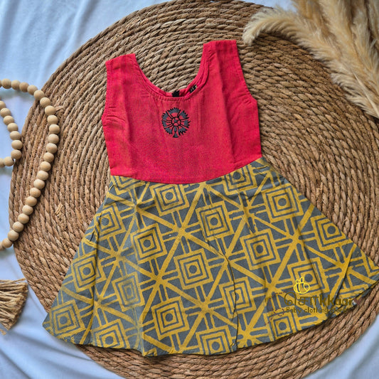Artisan handmade Girl Frock - (3-6m)