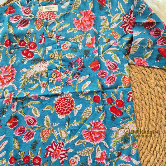 Ocean bloom Mid length kurta with elbow sleeve (6m-6years) Sokkaai