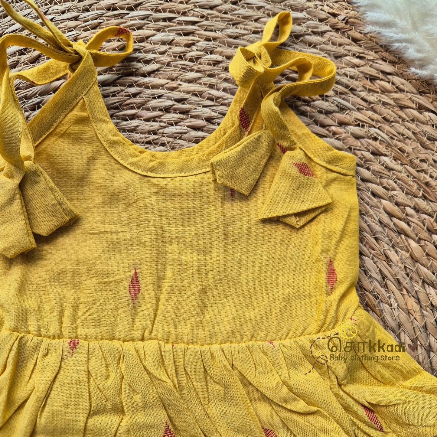 Mustard & Red - Tassel Tie Girl Frock (Newborn to 3years)