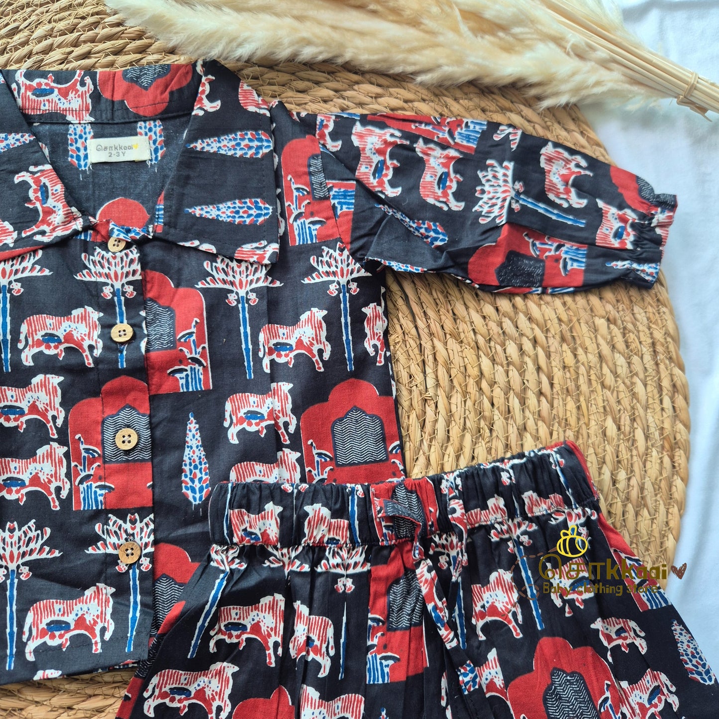 Black pichwai cotton skirt and top (2-5years)