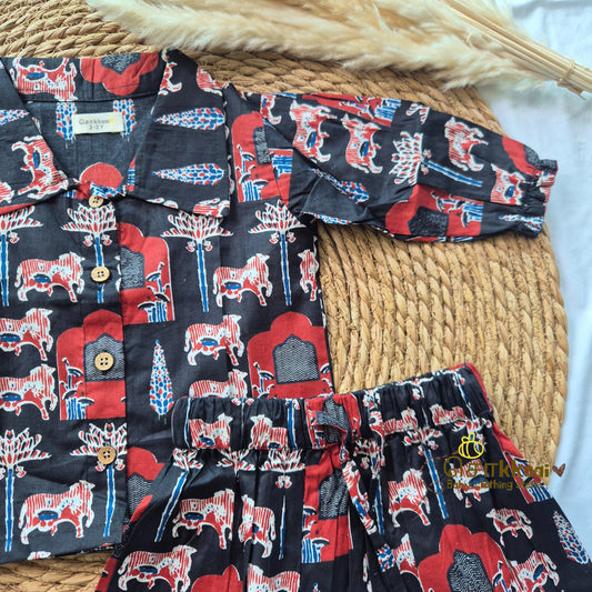 Black pichwai cotton skirt and top (2-5years)