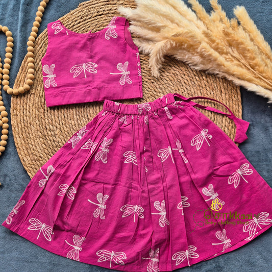Pink Dragonfly Skirt and top Girls (6m-6years) - Sokkaai